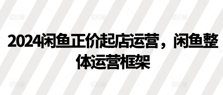 2024闲鱼正价起店运营，闲鱼整体运营框架-晓有财道
